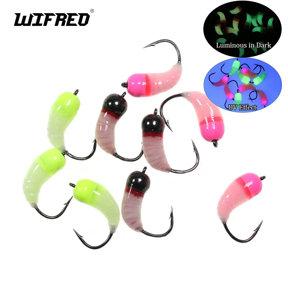 4pcs/6pcs Ice Fishing Brass Bead Head Nymph Scud Bug Worm Fly Caddis Larvae Wet Fly Insect Baits Trout Bass Fishing  Lure Baits