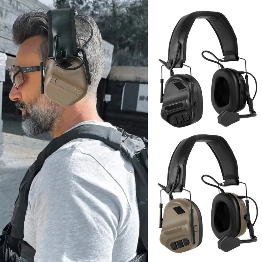 BOOIU Tactical Headset Foldable Headphones for Hearing Protection Ear Protect Outdoor Sports Hunting Helmet Mounted Earmuff