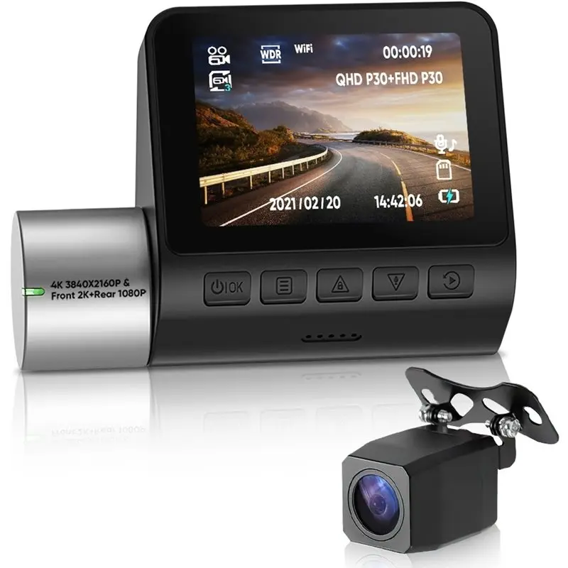 ABJF-Dash Cam V50D Dual-Channel 4K+1080P 24H Parking Monitor,Car DVR,130° FOV,Dual-Channel Recording,Car Version,1Kit