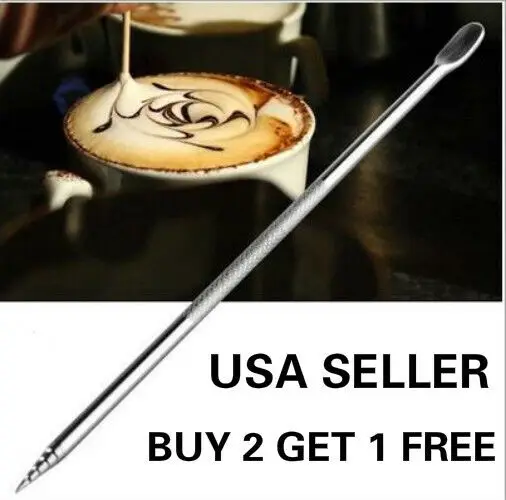 

Coffee latte foam art pen needle stainless barista tool stainless steel pen