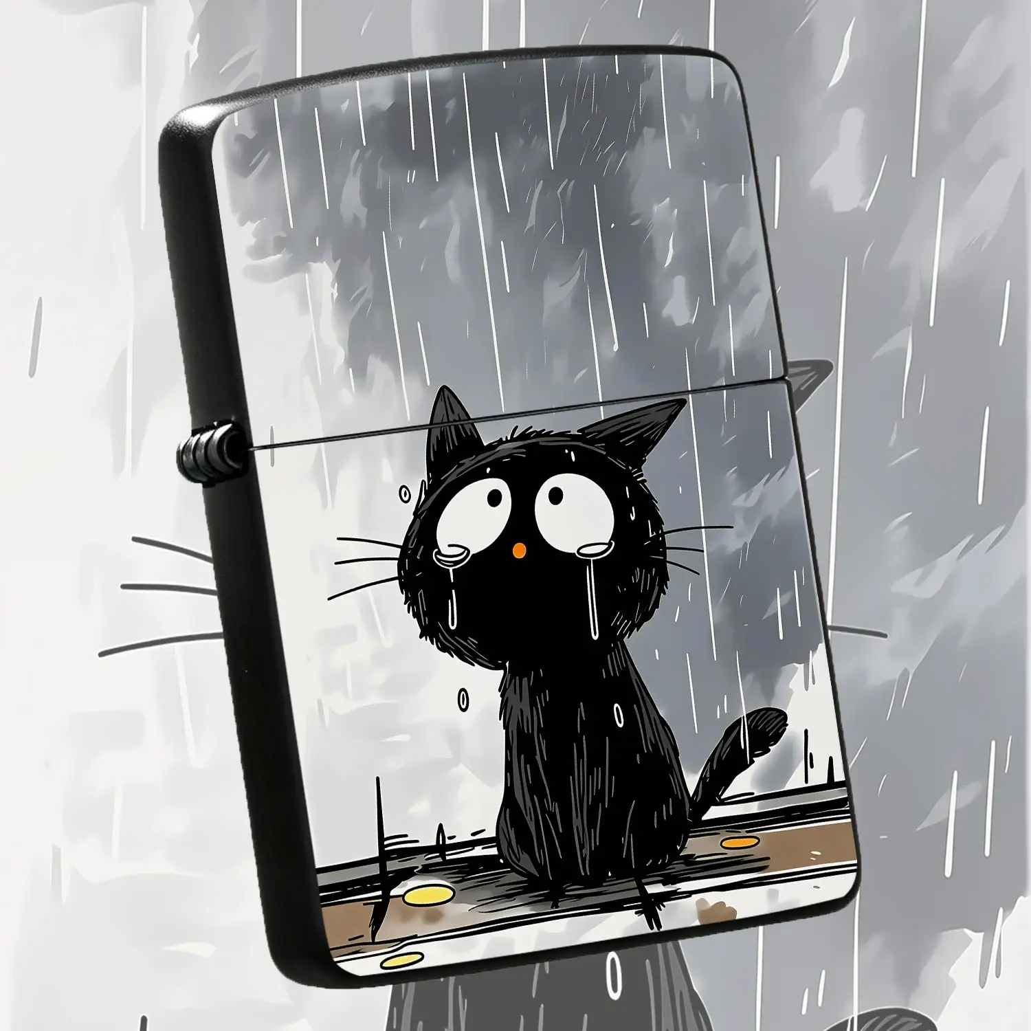 Cute Cryingin Rain Creative Lighter, FunPattern Portable Igniter, Cozy Healing Daily Use Item, Ideal for All Scenes Gifting Personal Use, Exquisite Printed Adorable Small Decor, Unique Whimsy Accessory With Charming Rain A Humorous And Inte