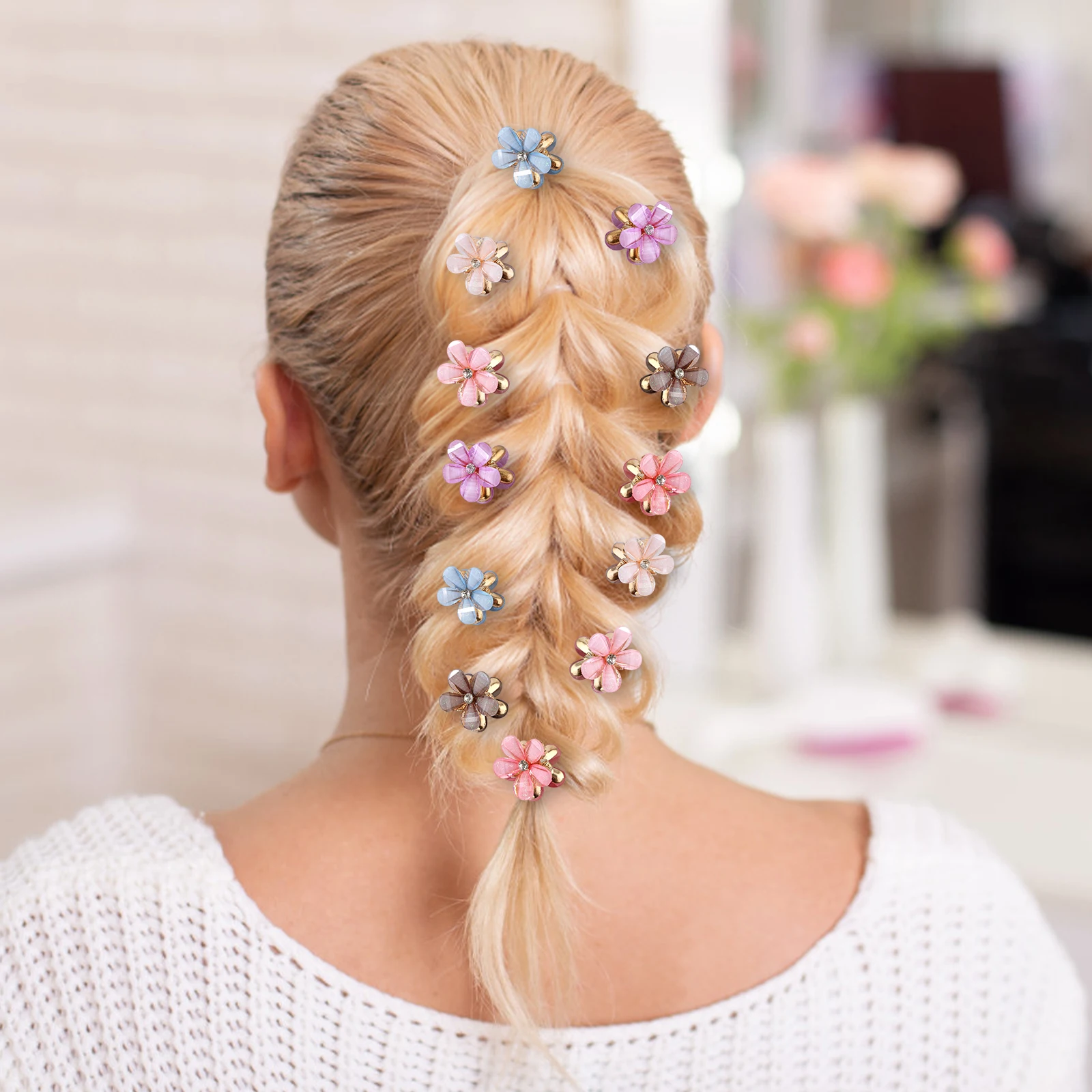 Super Fairy Hair Clips Women\'s Rose Hair Clips Tulip Mini Hair Clips Small Cute Metal Clips 12pcs Girls Hairstyle Tools