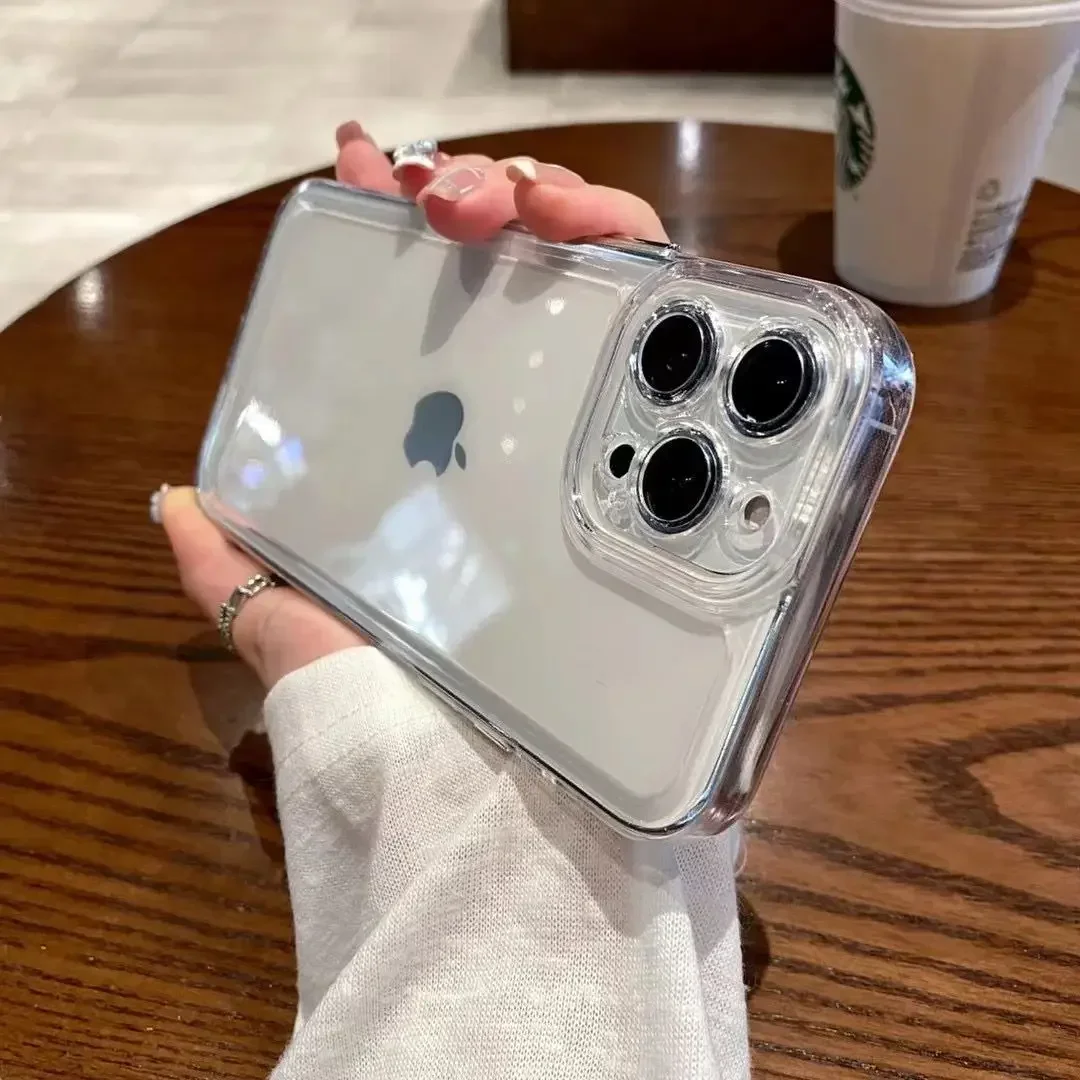 กันกระแทกโปร่งใสแฟชั่นคู่เคสโทรศัพท์เหมาะสําหรับiPhone 15 14 13 12 11ProMax X XR XS 6S 7 8 Plusปกแข็ง
