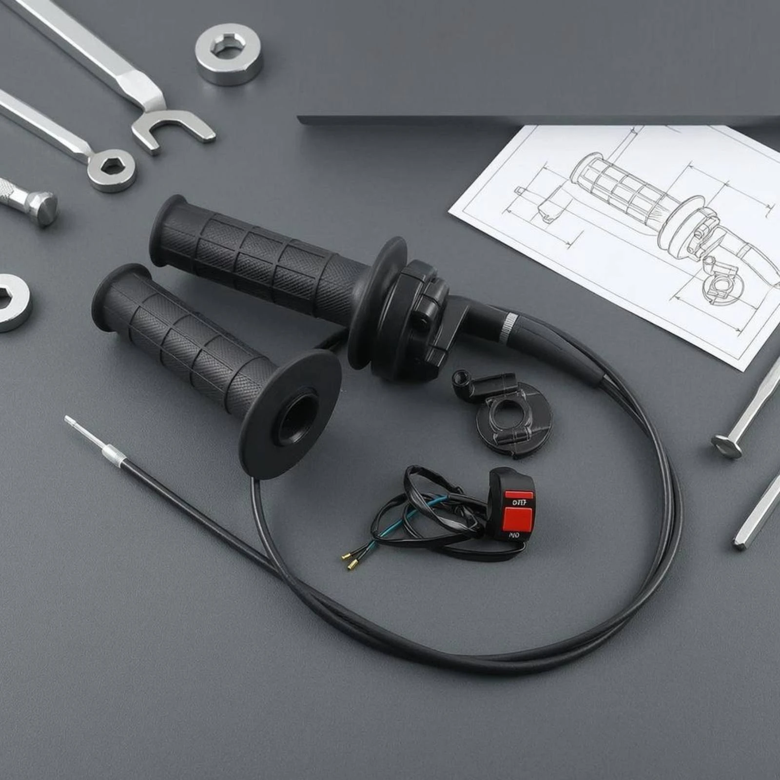 Twist Throttle Assembly Wear-Resistant Motorcycle Throttle Assembly Grip Set Vibration Dampening for off-Road-Road