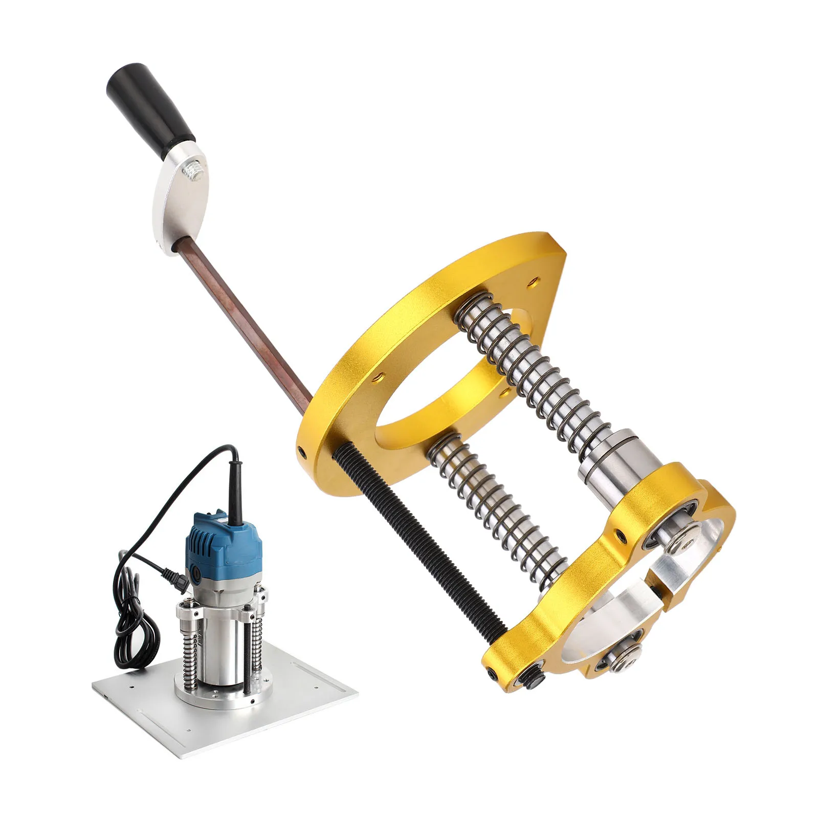 Aluminum Alloy Router Lift Base 65MM Stainless Steel Woodworking Router Table Lift System with Handle for Precision Height Adjus