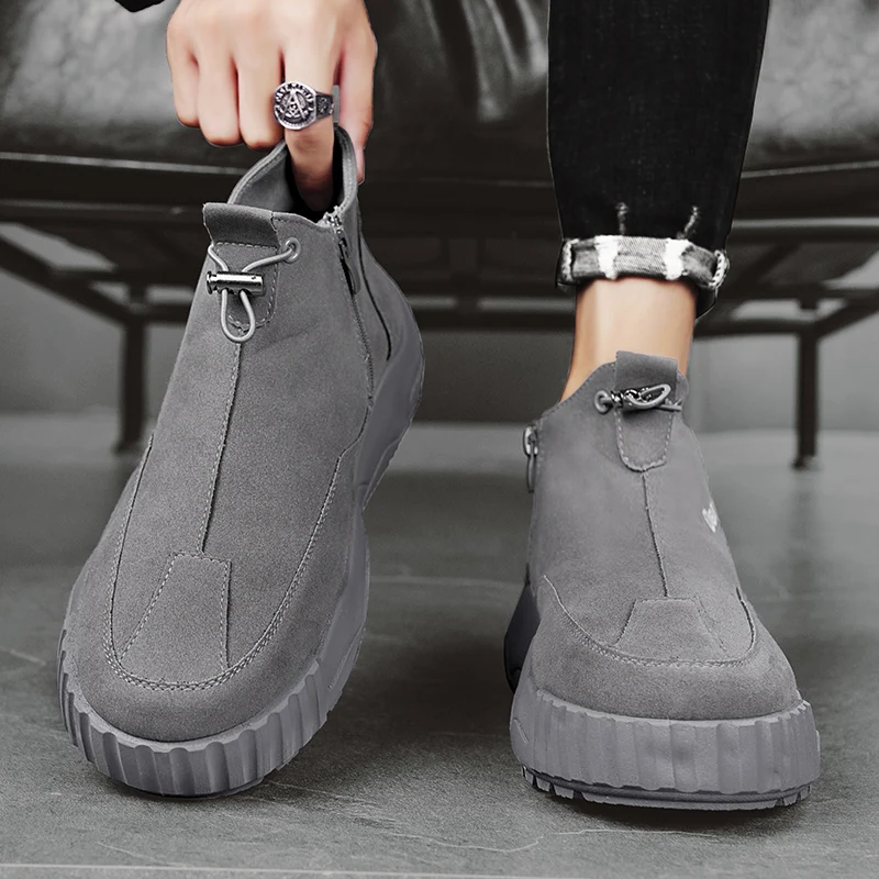 

Leather Male High Top Sneakers New Men Casual Shoes Designer Fashion Loafers Lace Up Socks Shoes Men Ankle Boots Zapatos