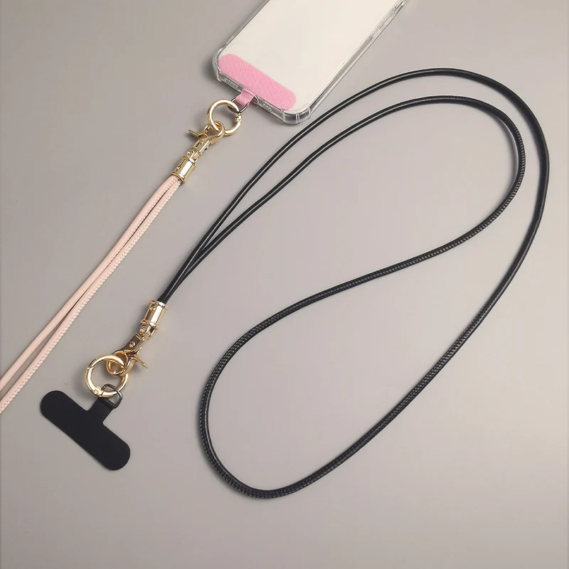 Mobile Phone Lanyard Long Diagonal Span Lanyard Leather Metal Buckle Backable Simple Phone Pendant Universal Phone Lanyard Keys