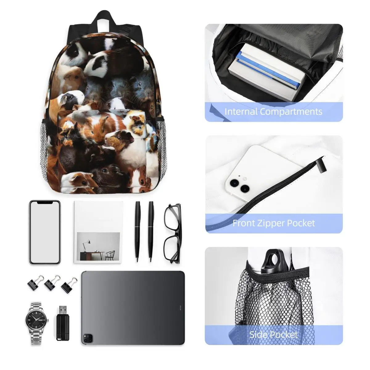 Guinea Pigs Backpack Student Boys Girls BookBag Men Women School Bag Computer Shoulder Bags
