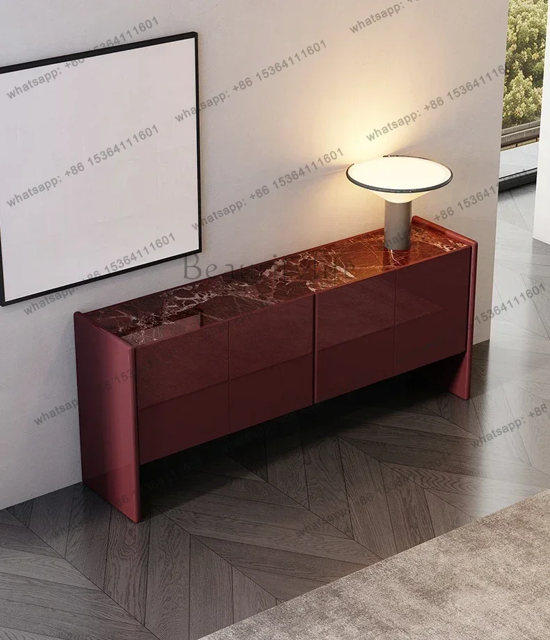 

yj9 Italian light luxury minimalist entrance cabinet modern simple marble dining side cabinet villa entry living room decoration