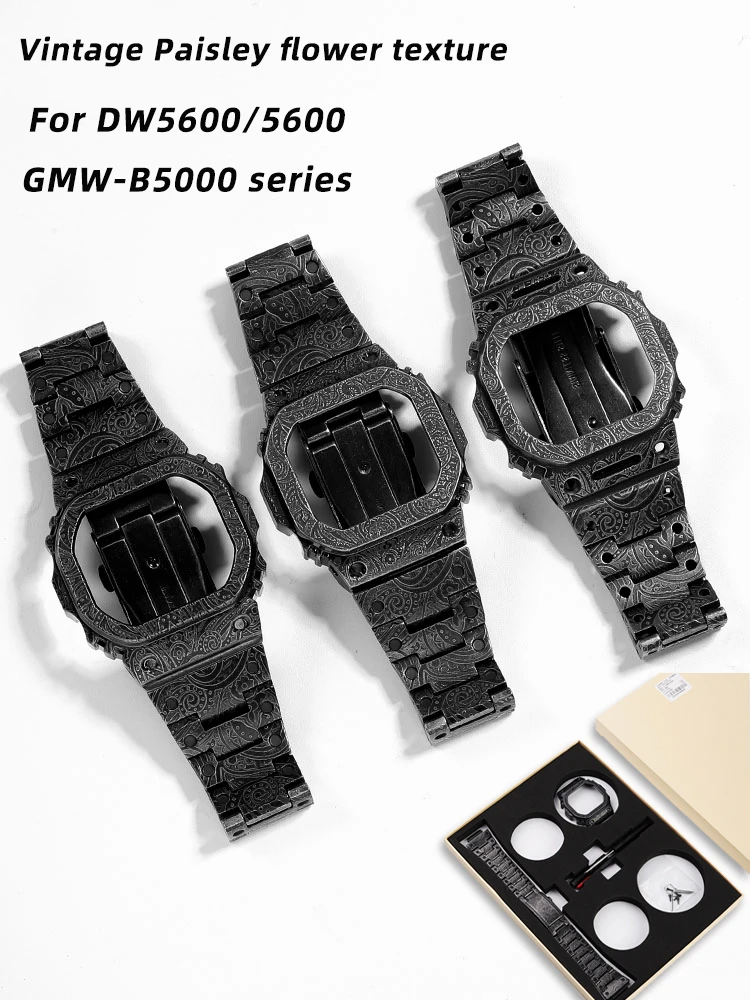 For CASIO DW5600 GMWB5000 G5600E Titanium GWM5610 Stainless Steel Watch Case 5610 5600 5000 Metal Bezel Strap Mod Kit With Tools