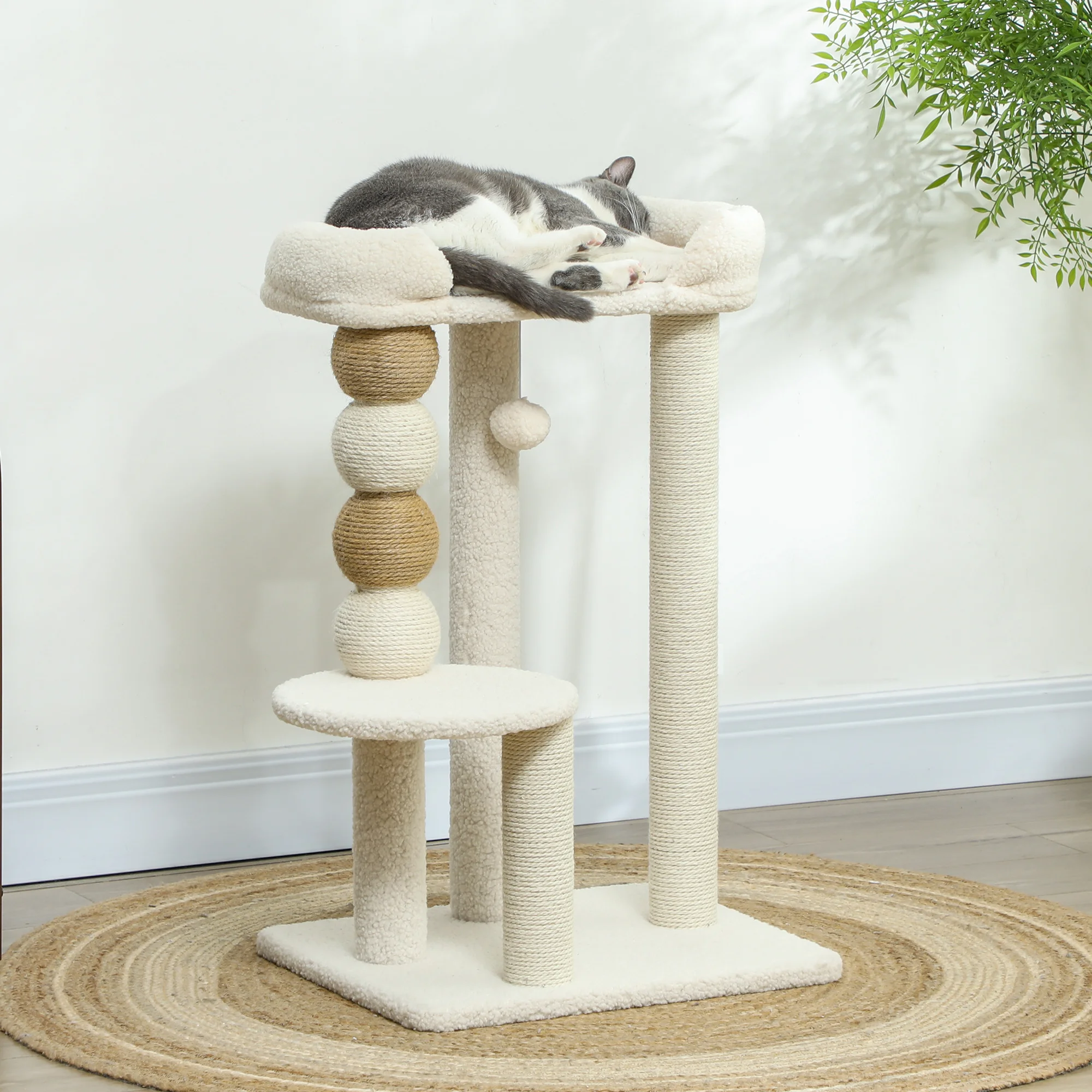 PawHut tree scratcher for cats height 76 cm Beige sheep coating