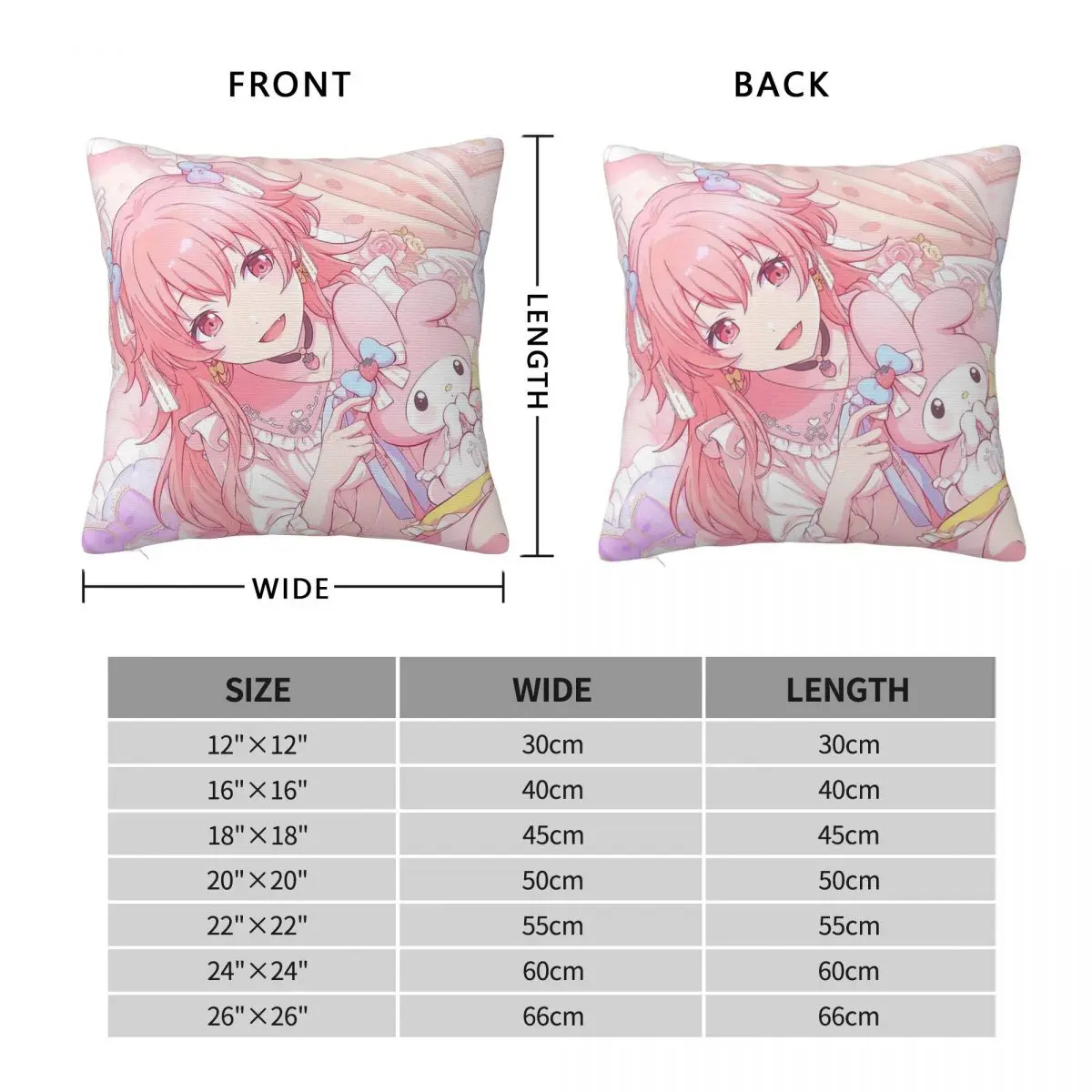 Momoi Airi Project SEKAI Square Pillowcase Polyester Linen Velvet Printed Zip Decor Bed Cushion Cover