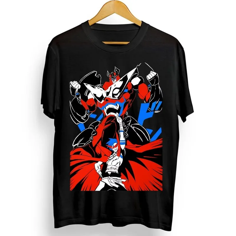 Trend Summer Cosplay Neutral Black and White Tengen Toppa T-shirt Gurren Lagann Kamina Anime Manga Black Gifts Shirt All Sizes
