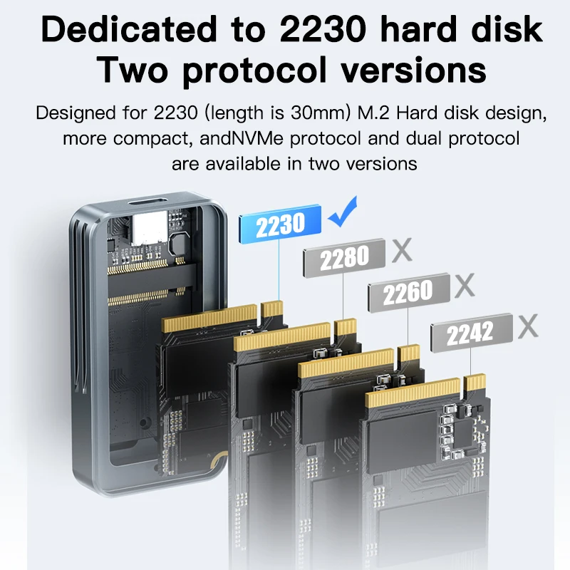 Meetiger กล่องเก็บ 2230 M.2 NVMe SSD 10Gbps ประเภท C ฮาร์ดไดรฟ์ภายนอก M.2 SSD อะแดปเตอร์สําหรับอุปกรณ์เสริมคอมพิวเตอร์