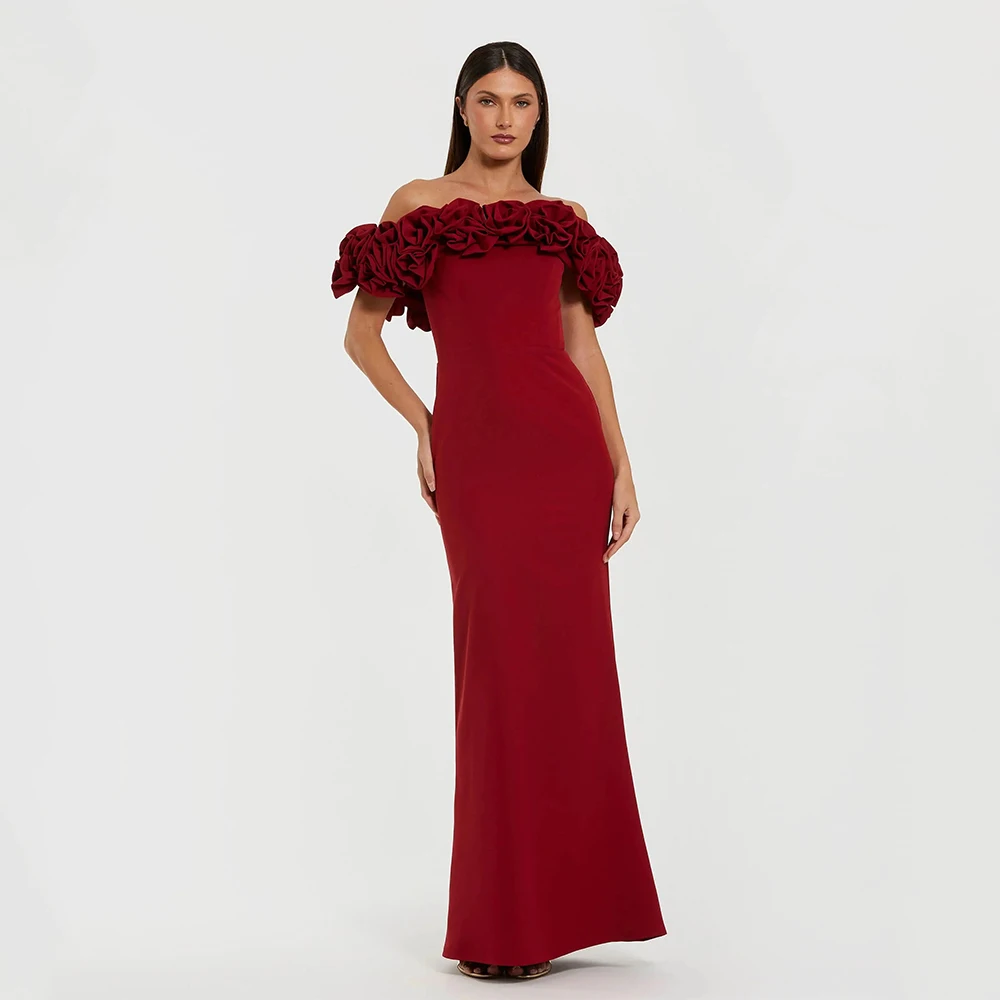 

2025 свадебные платья для гостей для женщин, 3D цветы, платья подружки невесты с открытыми плечами, длинное вечернее платье русалки без рукавов