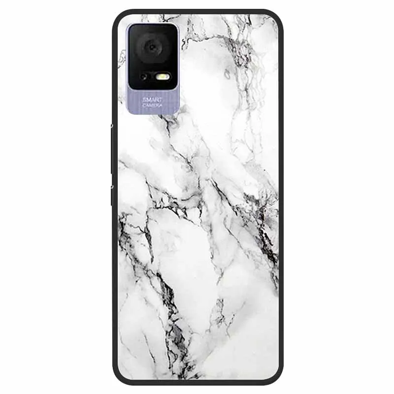 For TCL 405 / 406 / 408 / T506 Case Flower Marble Black Bumper Soft TPU Silicone Cover for TCL 408 405 Phone Cases Lovely Capas