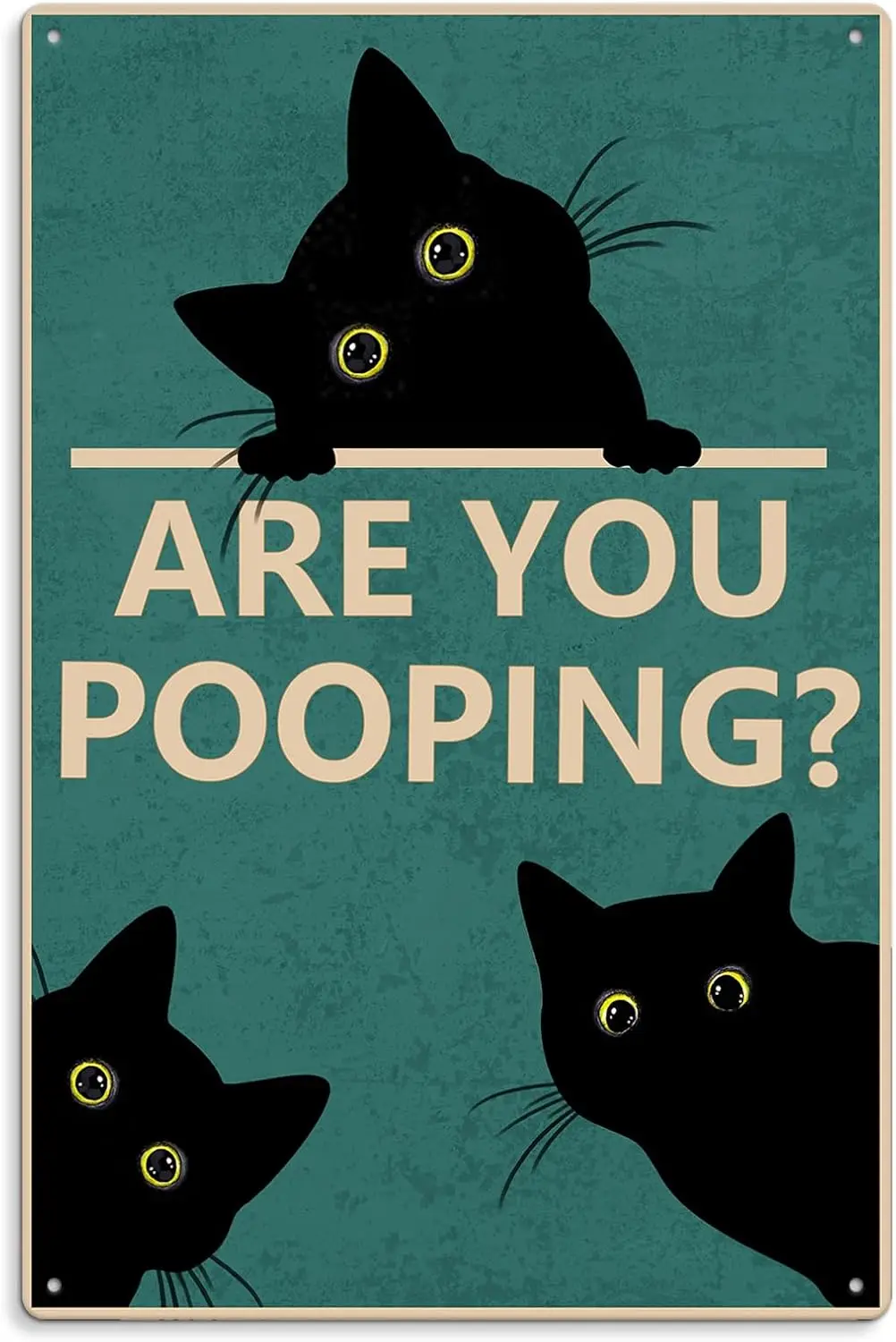 Black Cat Are You Pooping Funny Tin Signs Bathroom Wall Decor Vintage Wall Art Decoration Living Room Restroom Toilet Poster,8 x