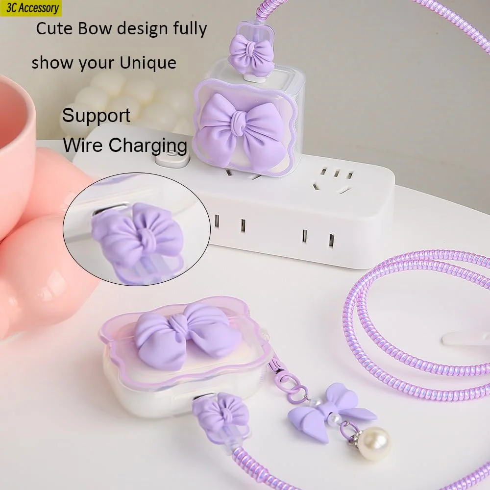 for airpod 4 case Cute 3D Bow Tie Design Shockproof Soft Clear TPU Kawaii Protector Cover for Women Airpods 4 Case with Keychain