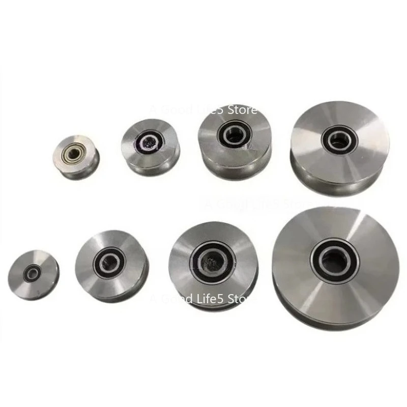 Apply To 45# Steel Pulley U-shaped V-shaped Steel Wire Pulley Thickened Elbow Track Guide Wheel Round Steel Tube Micro Bearing