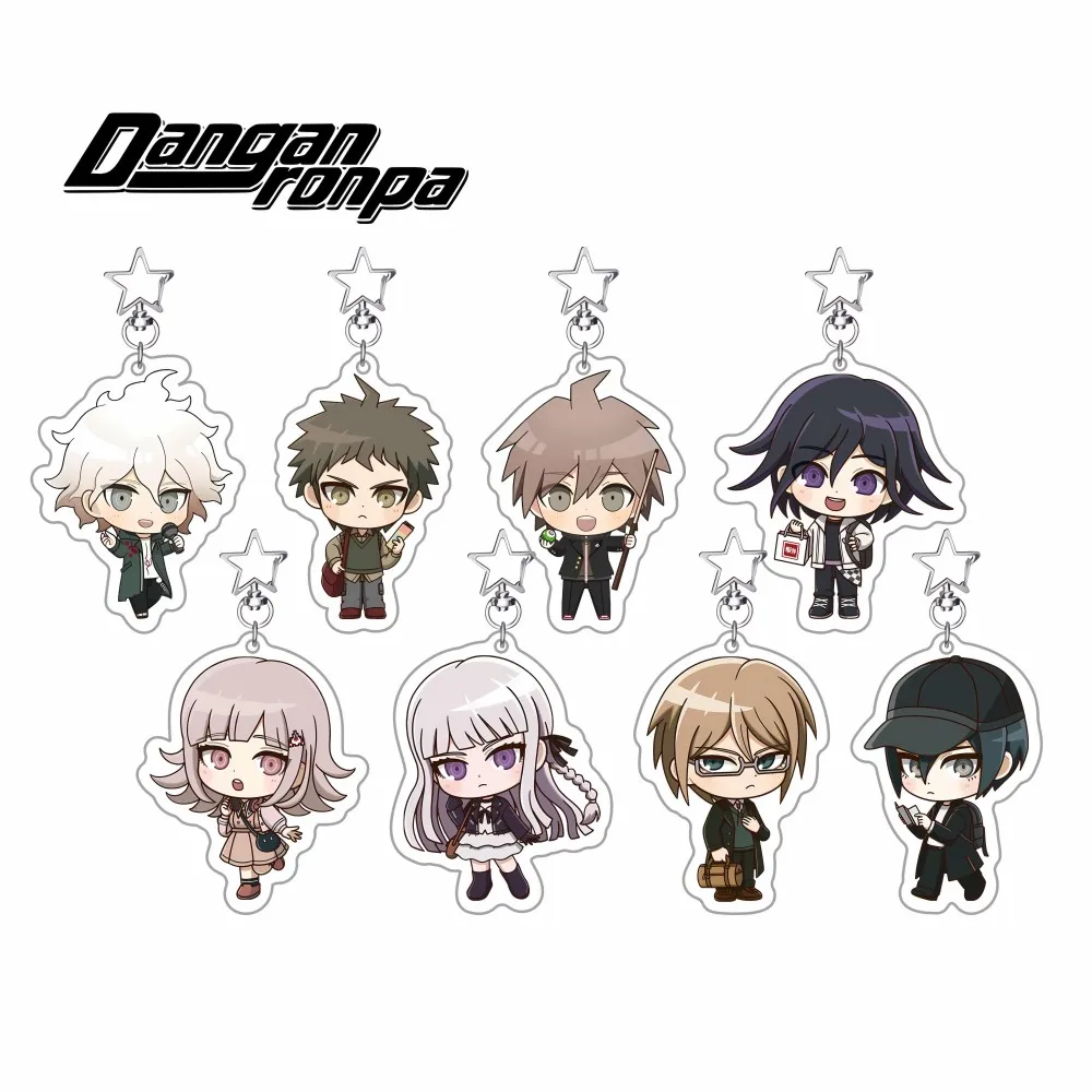 Anime Danganronpa Q Version 6cm Acrylic Keychain Nagito Hajime Makoto Kokichi Chiaki Kyoko Desktop Ornament Collectible Fan Gift