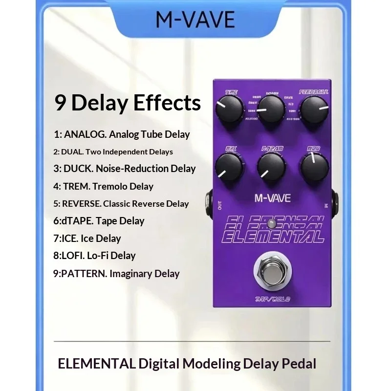 m-vave-elemental-guitar-delay-effect-pedal-9-delay-modes-digital-modeling-single-effect-processor-for-guitar-players
