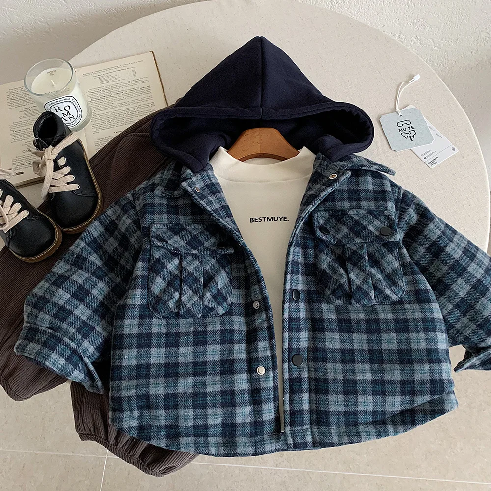 

Новый зимний клетчатый универсальный пуховик в корейском стиле для мальчиков, детская одежда, модный повседневный утолщенный теплый топ