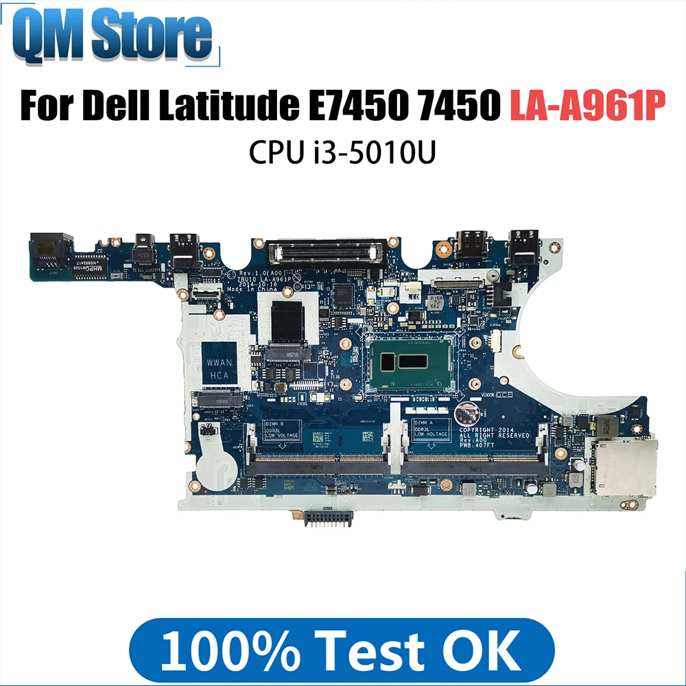 LA-A961P i3-5010U Notebook Mainboard For Dell Latitude 14 E7450 Laptop Notebook Motherboard CN-0420PP 420PP