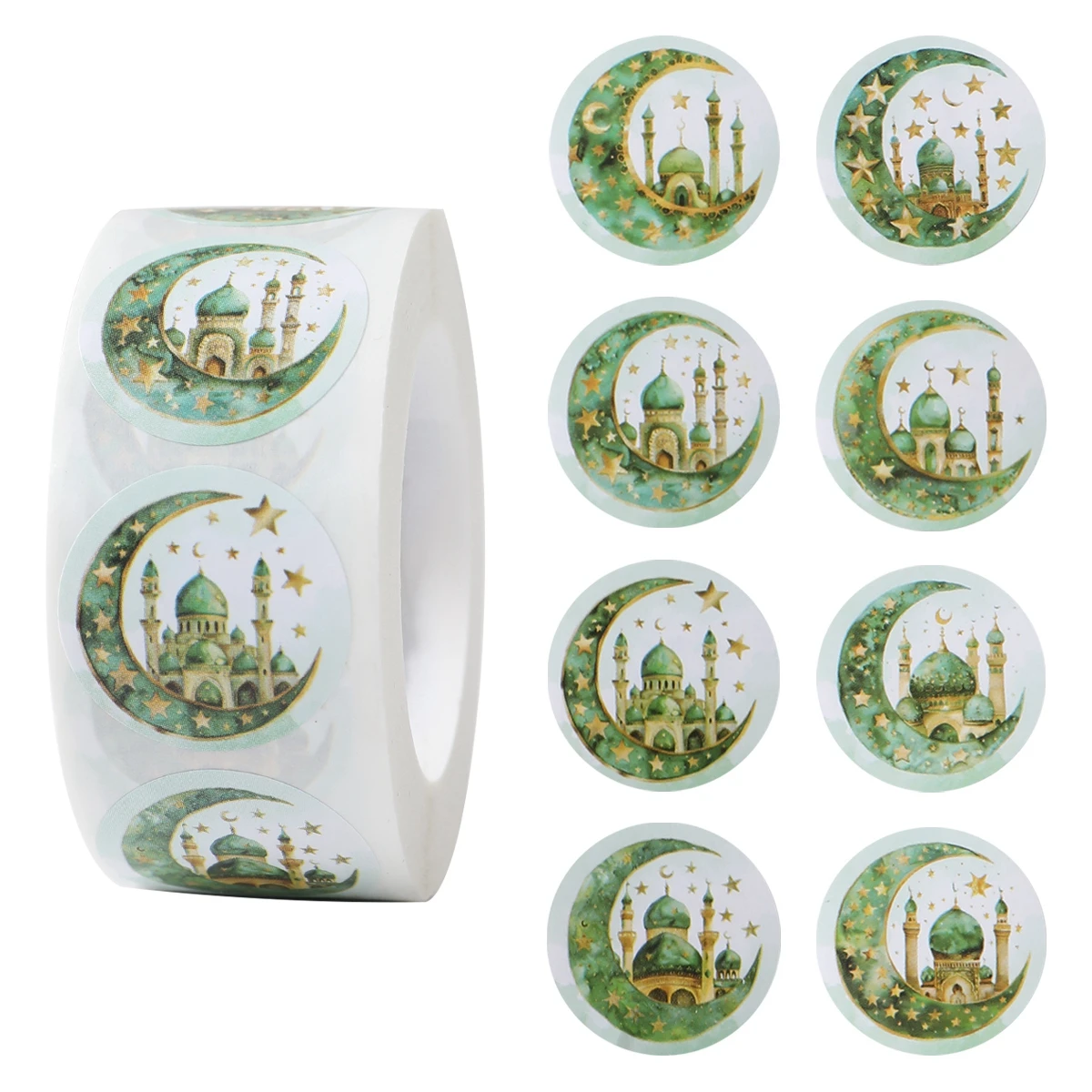 EID Mubarak 500pcs Roll Stickers Ramadan Kareem Gifts Packaging Seal Stickers Islam Muslim Festival Party Decor EID Gift Labels