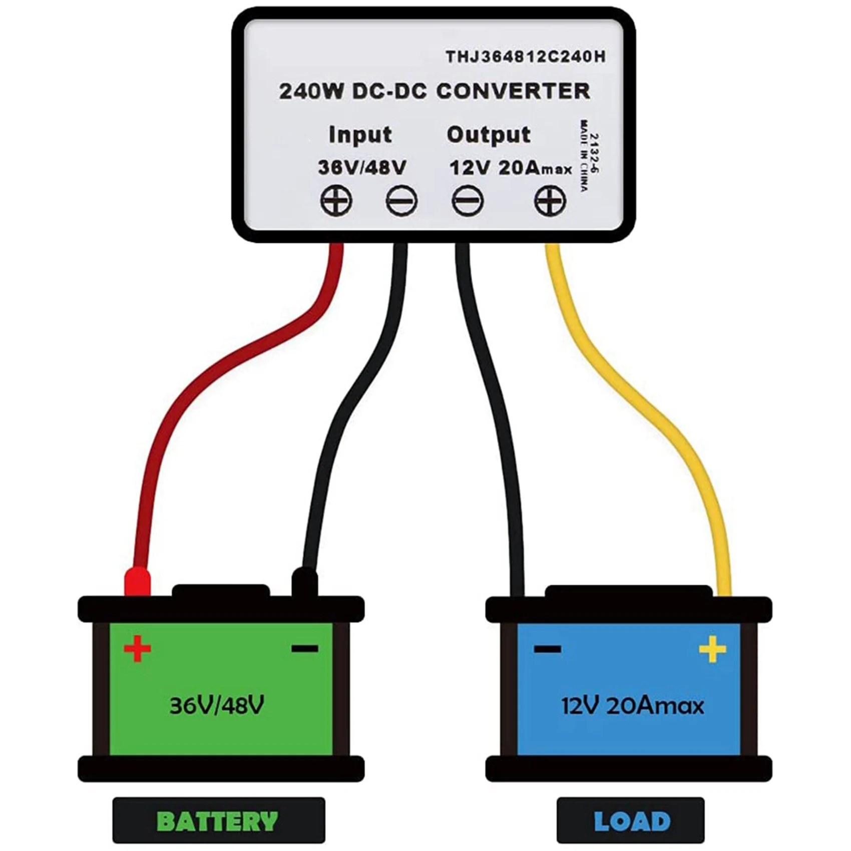 TFTP-3X DC 36V/48V To 12V 20A Converter Voltage DC Regulator Reducer Step Down Buck Transformer Converter Power With Fuse
