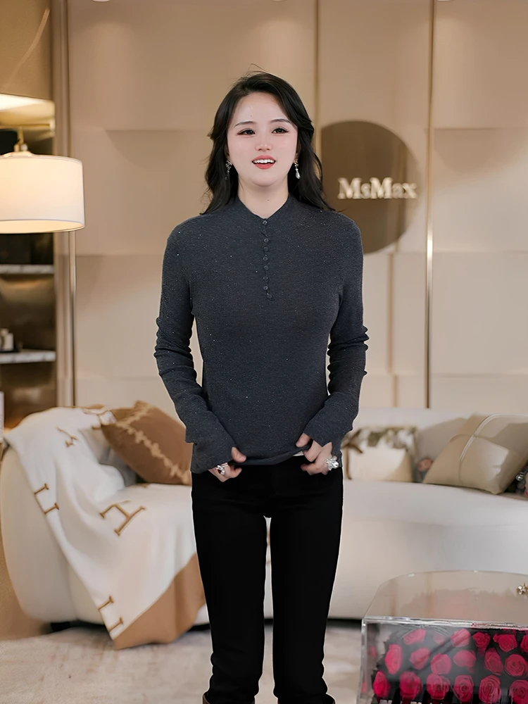 

Женский шерстяной вязаный свитер-термобелье для базового слоя, осенне-весенний, новый, в корейском стиле, удобный, свободного кроя, с длинным рукавом