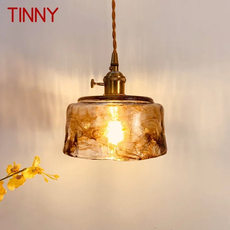 

TINNY Nordic Brass Pendent lamp Modern Bedroom Bedside lamp Art Glass LED Restaurant Bar Aisle Chandelier