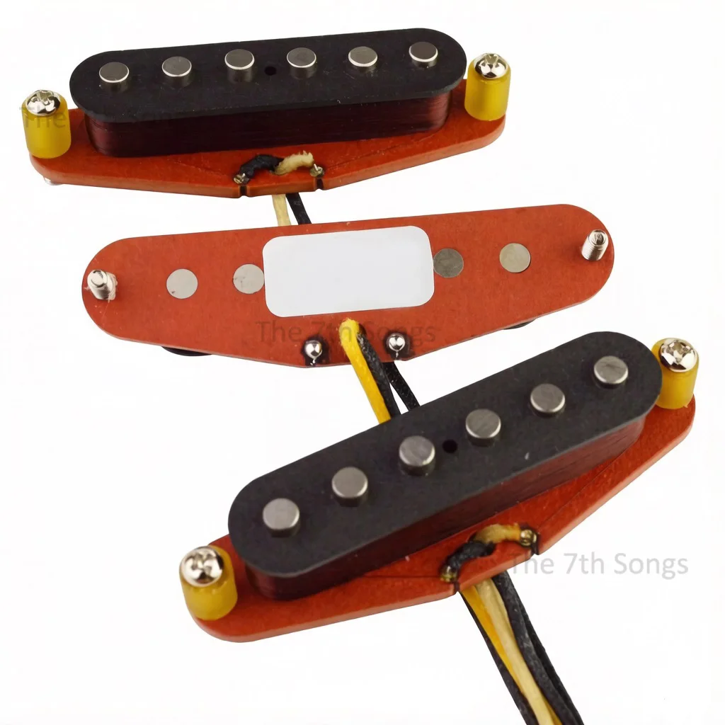 Pastilla de guitarra eléctrica vintage Fat '60s SSS CS / Pastilla de bobina simple ST modificada StaggerHandmade Alnico 2 para guitarra eléctrica, base de fibra roja/negra
