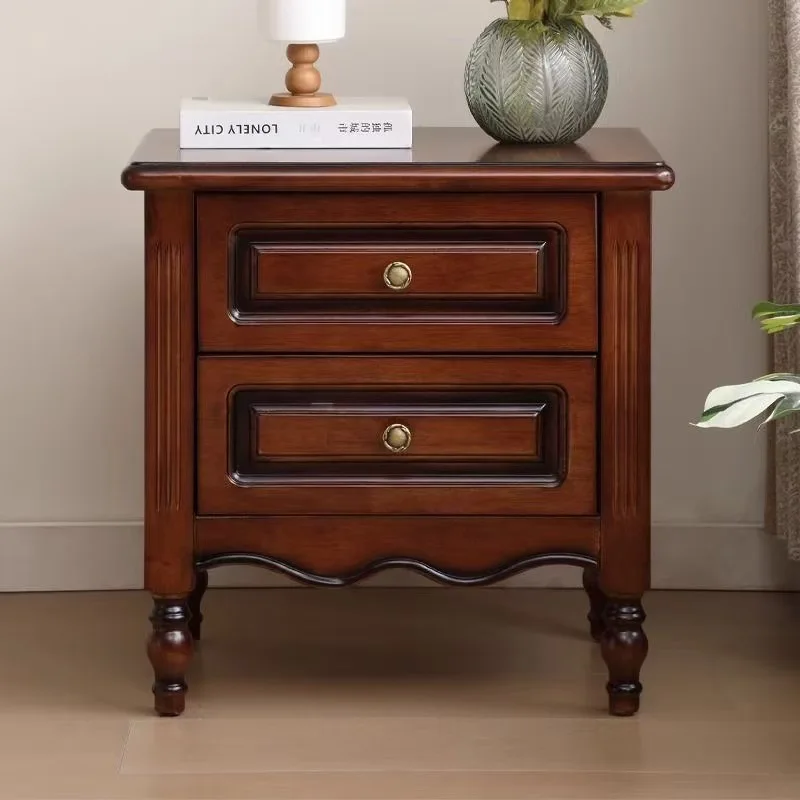 American retro solid wood bedside table, simple modern locker, bedside storage cabinet, household bedroom, bedside side cabinet