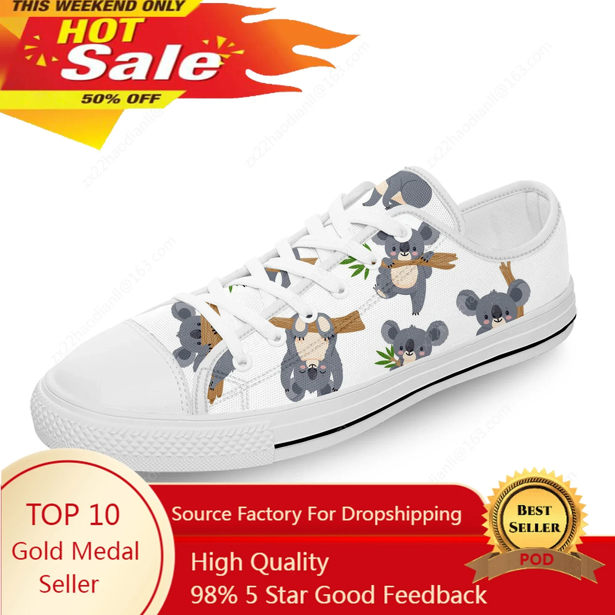 

Коала, милые забавные кавайные мультяшные белые тканевые модные низкие парусиновые туфли с 3D принтом, мужские и женские легкие дышащие кроссовки