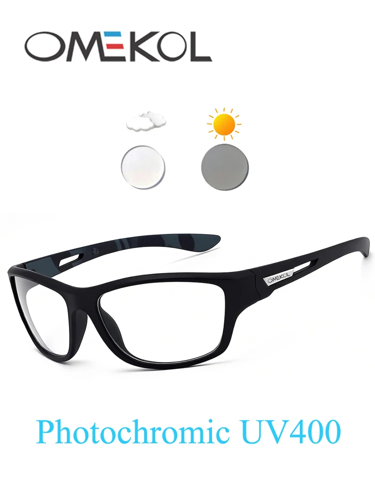 OMEKOL Photochrome Fahrradbrille für Damen und Herren, Outdoor-Sportbrille zum Wandern, Laufen, Sonnenbrille, Fahrradbrille, Motorradbrille – Detail 1