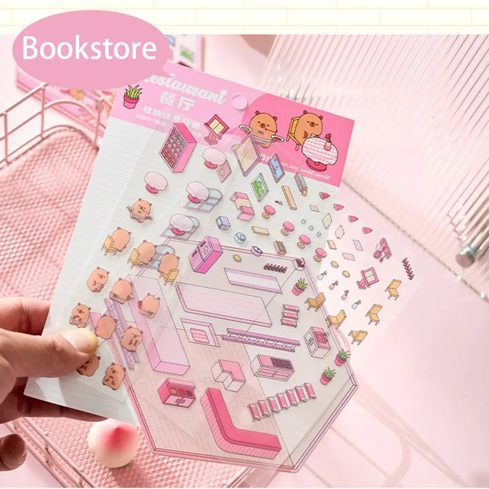 New Capybara Miniature Scene 3D Stickers DIY 3D Landscaping Stickers Visual Stacking Sticker