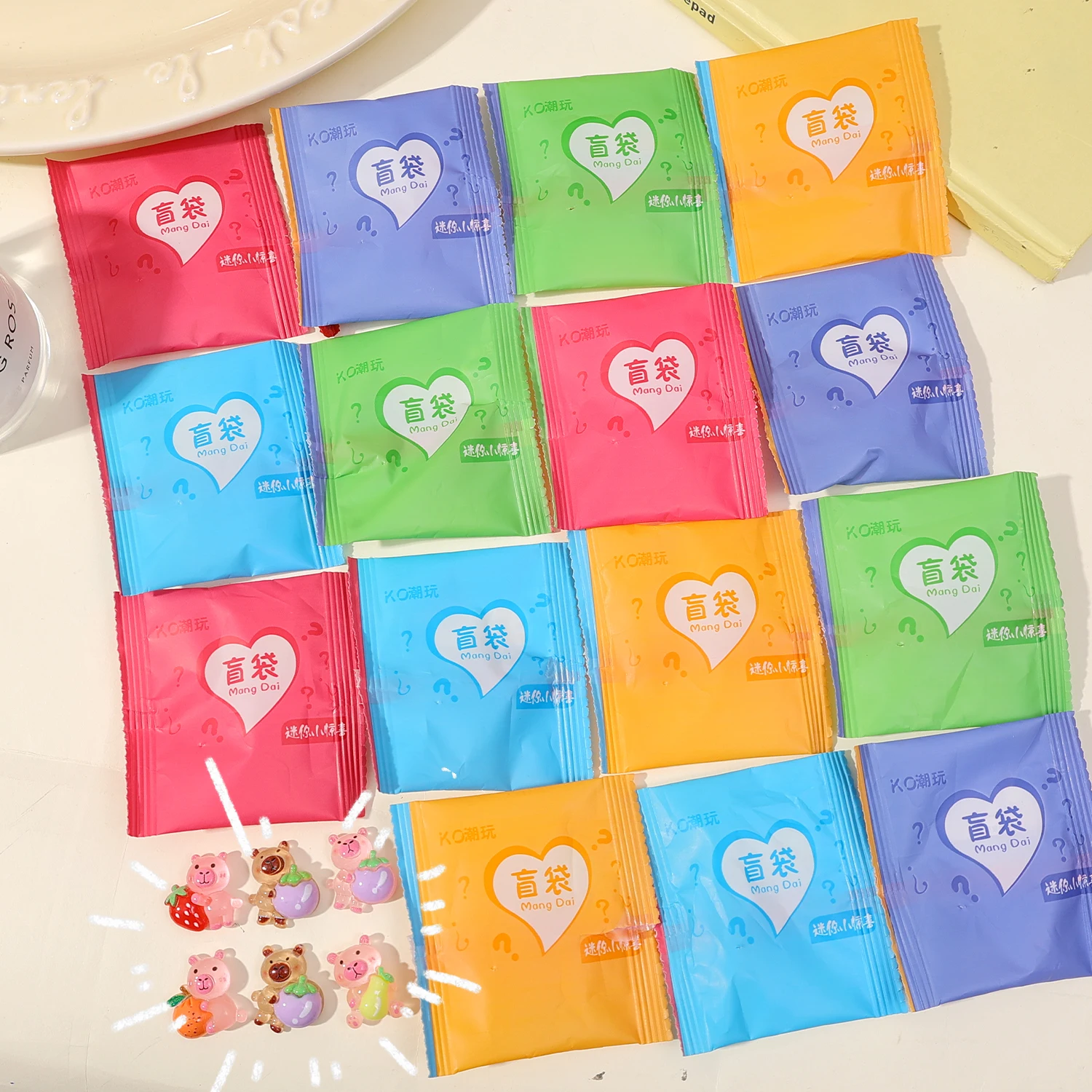 50/5pcs Colorful Fruit Capybara Blind Bag Cartoon Toy Doll Jewelry Accessories Children\'s Lottery Reward Gift Doll Blind Box Toy