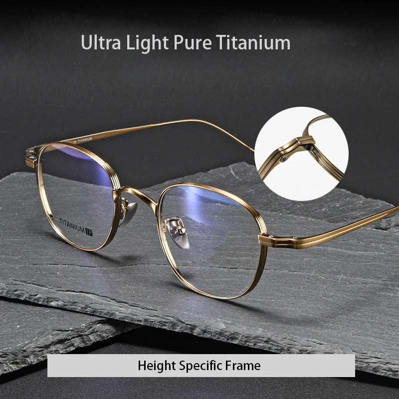 

ALICIA Pure Titanium Men Spectacle Fashion Retro Round Eyewear Ultra Light Optical Prescription Eyeglasses Frame Woman RS88055