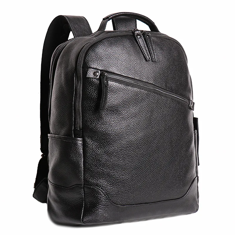 

Nesitu Highend New A4 Black Cowhide Genuine Leather 14'' Laptop Women Men Backpack Travel Bag Schoolbag M1045