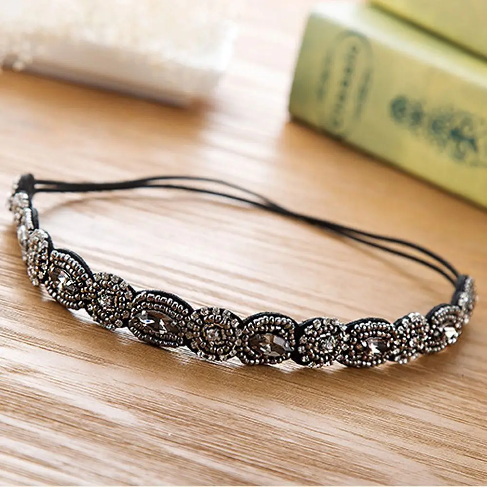 

Ethnic Style Headwear Turquoise Korean Style Headband Rhinestone Beaded Hairband Elastic Hair Band Bohemian Hair Accessories
