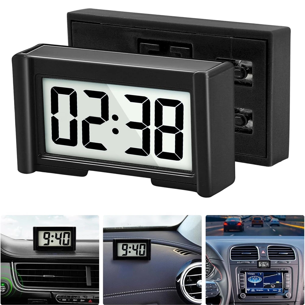 Car Dashboard Digital Clock Electronic Clock Date 12H Time Display AG10 Battery Self-adhesive for Travel Car Bedroom Home Decor