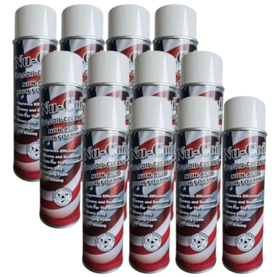 

HVAC maintenance: Nu-Coil AC coil cleaner aerosol spray extra foam formula white can no-rinse cleaning for condensers evaporato