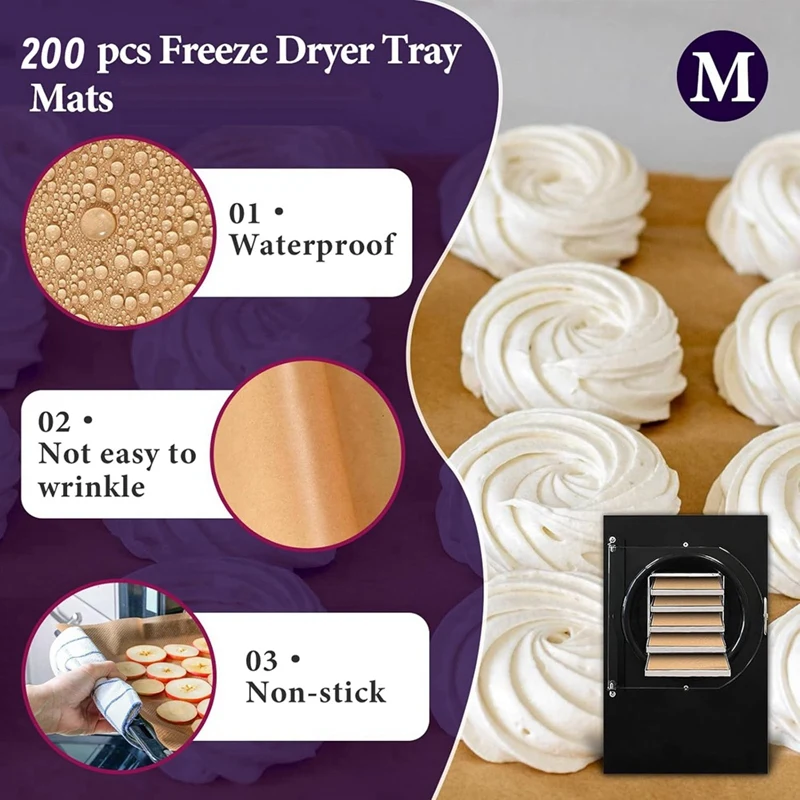 ABNO-200 Packs Parchment Paper Sheets For Harvest Right Freeze Dryer - Dryer Accessories For Medium Trays, Parchment Sheets