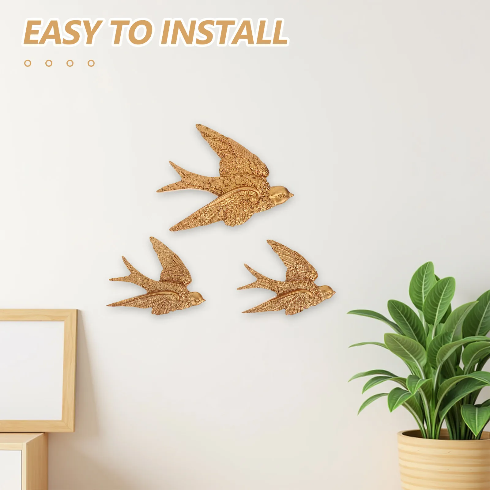 1Set Wall Swallow Sculpture Vintage Resin 3D Bird Art Decor Symbolic Good Fortune Home Office Garden Rustic Modern Wall Hanging