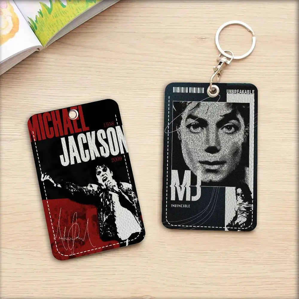 Singer M-Michael J-Jackson Holder Keychain With Keychain For Access Card Bus Pass & Card Credit ID Bank Card Protective Case