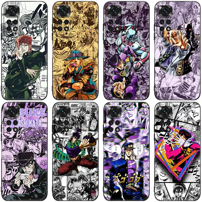 JoJo's Bizarre Adventure Anime Black Phone Case For Xiaomi Redmi Note 12 + 11 11S 11T 11E 10 10T 5G 10S 9S 9 8T 7 6 Pro Cover