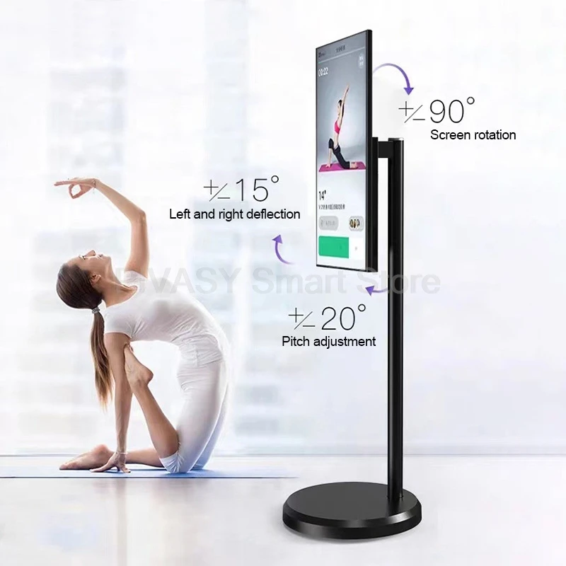 شاشة تعمل باللمس 23.8 بوصة Android Smart TV جهاز طاقة البطارية شاشة متحركة قابلة للتدوير باللون الأبيض مع حامل أرضي للعيش في الهواء الطلق