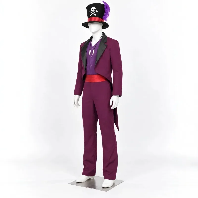 Movie Dr Facilier Cosplay Shadow Man Frog Costume Men Tailcoat Suit Skull Top Hat Necklace Halloween Carnival Fancy Disguise - view 3