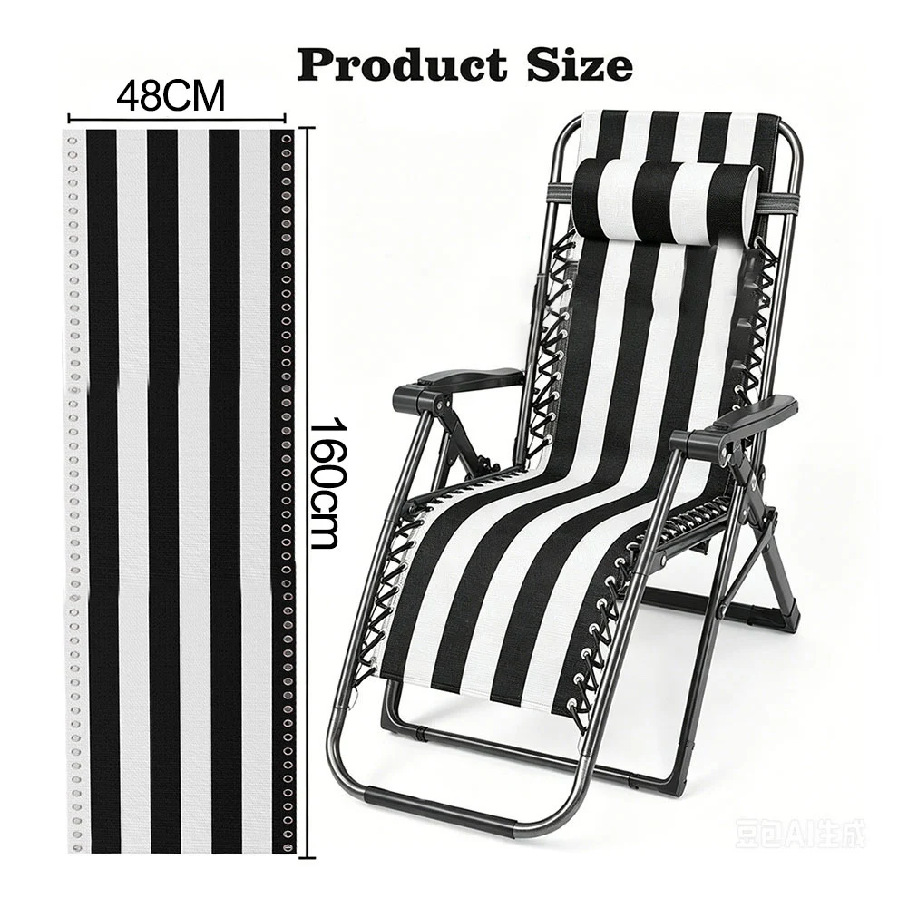 1Set Relaxing Recliners Patio Chairs Replacement Fabric Cloth Blue Stripe Zero-Gravity Lounge Chair Beach Chairs Cover With Rope