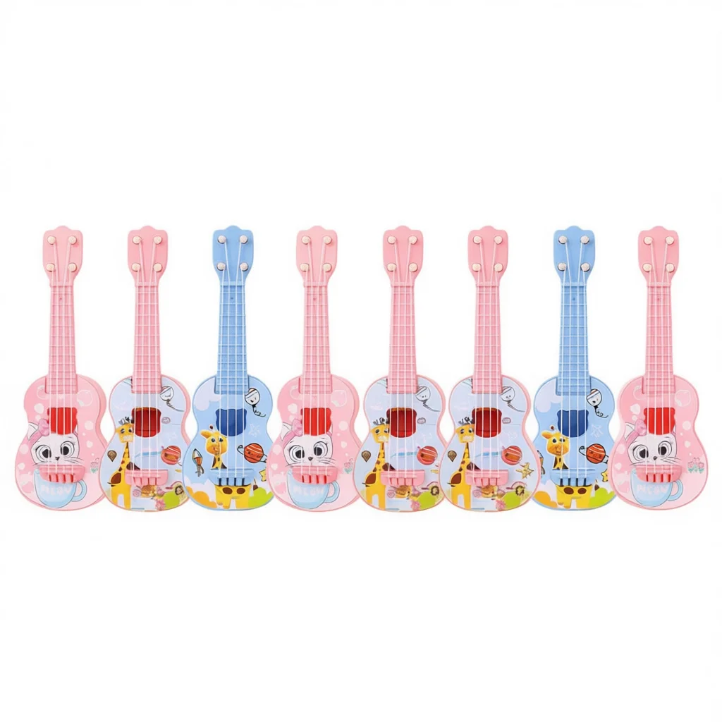 Mini instrumento de guitarra que puede tocar música, juguete de simulación, ukelele, guitarra para niños, juguete para niñas y niños, regalo de cumpleaños para principiantes